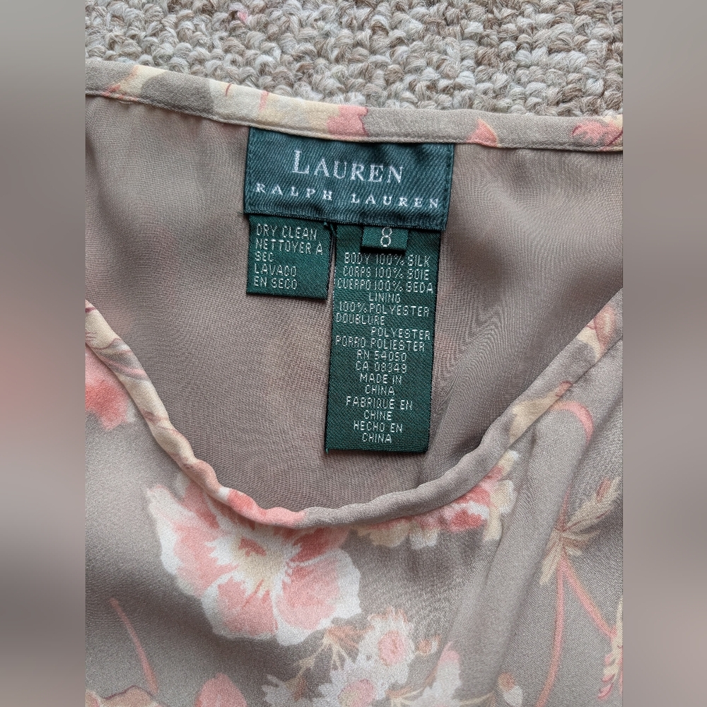 Lauren Ralph Lauren Mauve and Pink Floral Silk Skirt